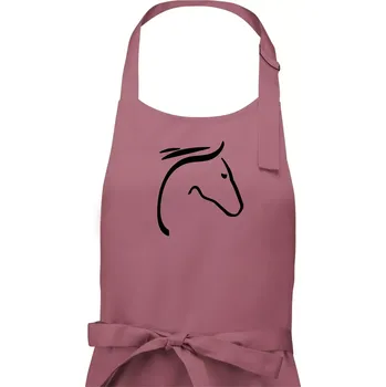 Kuchyňská zástěra Kůň - hlava silueta - Dámská zástěra na vaření - Univerzální velikost ( Starorůžová )