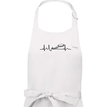 Kuchyňská zástěra EKG frisbee discgolf talíř - Pánská zástěra na vaření - Univerzální velikost ( Bílá )