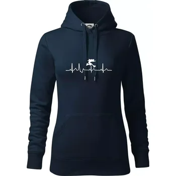 Dámská mikina EKG inline přeskok - Mikina dámská Cape s kapucí - XS ( Námořní modrá (velmi tmavá - téměř černá) )