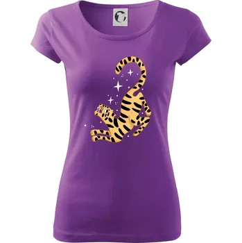 Dámské tričko Tygr s hvězdami (studio-arte.cz) - Dámské triko Pure - 2XL ( Fialová )