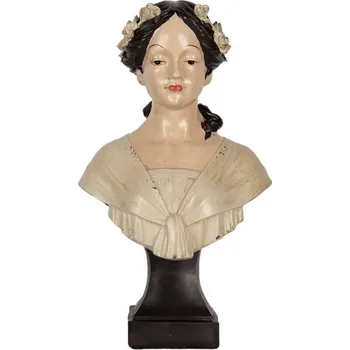 Bytová dekorace Béžová dekorace busta žena s květy ve vlasech - 18*12*31 cm