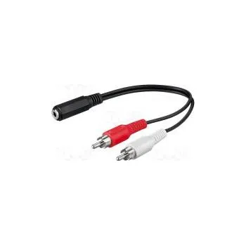 Audio kabel Kabel Jack 3,5mm 3pin zásuvka,RCA vidlice x2 0,2m černá