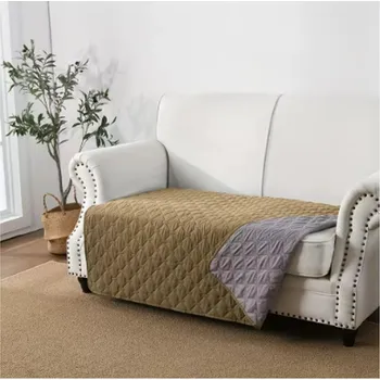 Přehoz na lůžko Oboustranný voděodolný přehoz (deka) na pohovku - šedý/khaki Barva: Khaki, Velikost: 127x100 cm