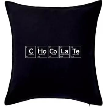 Polštář Čokoláda - periodická tabulka - Polštář 50x50 - 50x50 - Včetně výplně ( Černá )