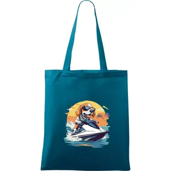 Bígl na vodním skútru - Taška bavlněná - 42 x 38 cm ( Petrolejová )