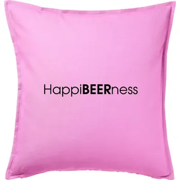Polštář Pivní nápisy HappiBEERness - Polštář 50x50 - 50x50 - Pouze potah ( Růžová )