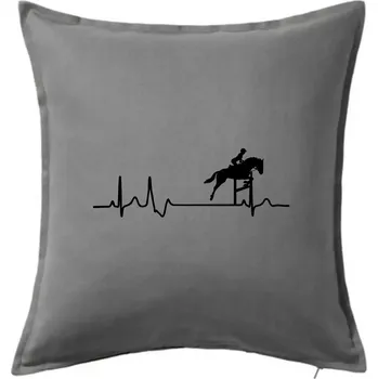 Polštář EKG kůň přeskok - Polštář 50x50 - 50x50 - Pouze potah ( Tmavě šedý melír )