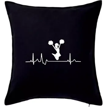 Polštář EKG roztleskávačka výskok - Polštář 50x50 - 50x50 - Včetně výplně ( Černá )