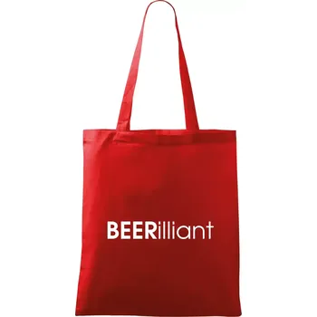 Nákupní taška Pivní nápisy BEERrilliant - Taška bavlněná - 42 x 38 cm ( Červená )