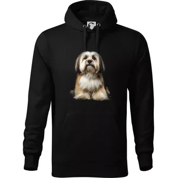 Pánská mikina Lhasa Apso černá fotka - Mikina pánská Cape s kapucí - 2XL ( Černá )