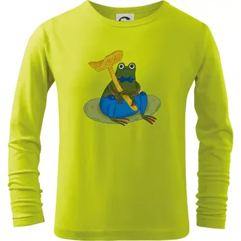 Chlapecké oblečení Žába s houbou (studio-arte.cz) - Triko dětské Long Sleeve - 134 cm/8 let ( Limetková )