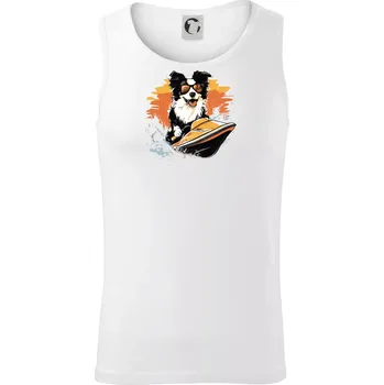 Border Kolie na vodním skútru - Tílko pánské Core - L ( Bílá )