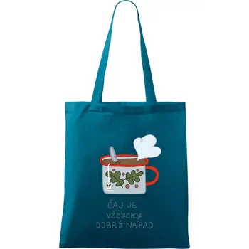 čaj je vždycky dobrý nápad (studio-arte.cz) - Taška bavlněná - 42 x 38 cm ( Petrolejová )