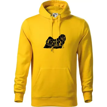Pánská mikina Lhasa Apso nápis v těle - Mikina pánská Cape s kapucí - M ( Žlutá )