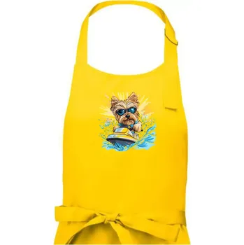 Kuchyňská zástěra Yorkšírský teriér na vodním skútru - Pánská zástěra na vaření - Univerzální velikost ( Žlutá )