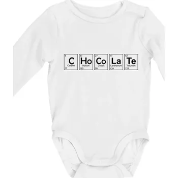 Kojenecký body Čokoláda - periodická tabulka - Body kojenecké s dlouhým rukávem - Dlouhý r. do 3 měs ( Bílá )