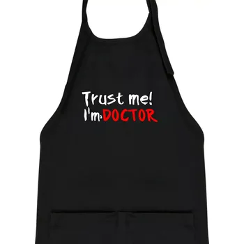 Kuchyňská zástěra Trust me I´m a Doctor / Věř mi jsem Doctor - Dětská zástěra na vaření - Univerzální velikost ( Černá )