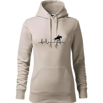 Dámská mikina EKG kůň přeskok - Mikina dámská Cape s kapucí - XS ( Ledově šedá )