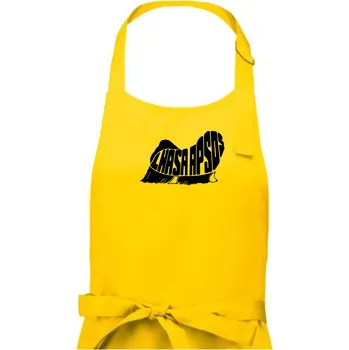 Kuchyňská zástěra Lhasa Apso nápis v těle - Dámská zástěra na vaření - Univerzální velikost ( Žlutá )