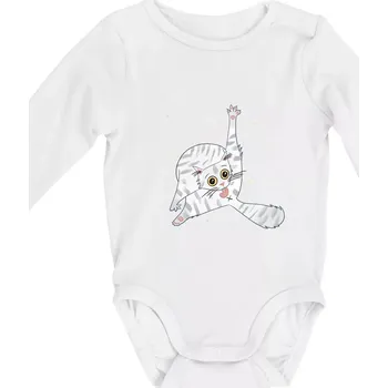 Kočka čistotná (studio-arte.cz) - Body kojenecké s dlouhým rukávem - Dlouhý r. do 3 měs ( Bílá )