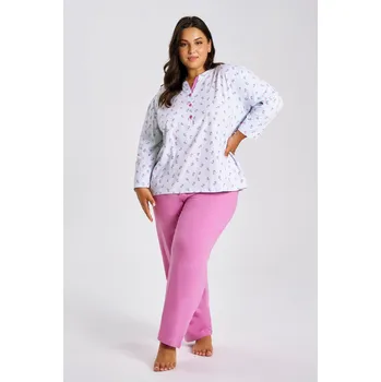 Pánské pyžamo 3462 DÁMSKÉ DLOUHÉ PYŽAMO YOLANDA 2XL-4XL Modrá 4XL