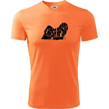 Pánské tričko Lhasa Apso nápis v těle - Pánské triko Fantasy sportovní (dresovina) - L ( Neon mandarine )