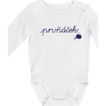 Kojenecký body Prvňáček - psací - Body kojenecké s dlouhým rukávem - Dlouhý r. do 3 měs ( Bílá )