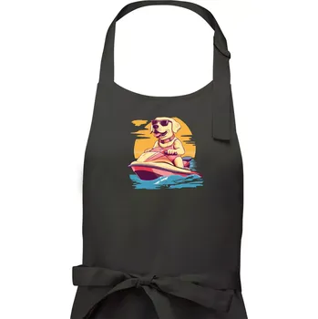 Kuchyňská zástěra Zlatý retrívr na vodním skútru - Pánská zástěra na vaření - Univerzální velikost ( Dřevěné uhlí )