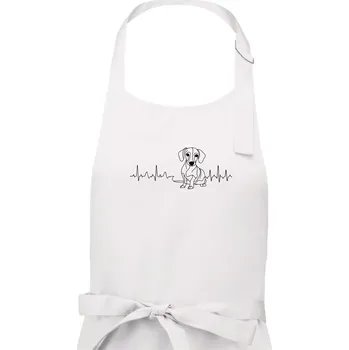 Kuchyňská zástěra EKG křivka jezevčík - Dámská zástěra na vaření - Univerzální velikost ( Bílá )