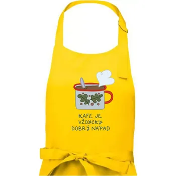 Kuchyňská zástěra Kafe je vždycky dobrý nápad (studio-arte.cz) - Pánská zástěra na vaření - Univerzální velikost ( Žlutá )
