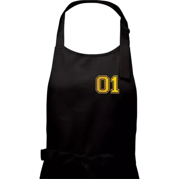 Kuchyňská zástěra King - Queen - 01 dres - zlatý potisk - Dámská zástěra na vaření - Univerzální velikost ( Černá )