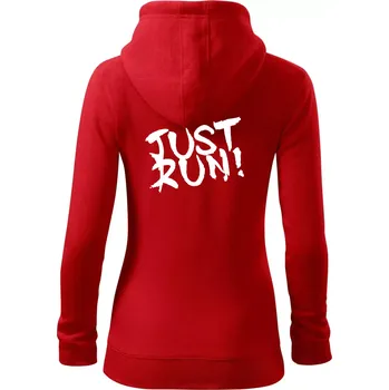 Dámská mikina Just run - Dámská mikina trendy zipper s kapucí - S ( Červená )
