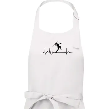 Kuchyňská zástěra EKG hod oštěpem muž - Pánská zástěra na vaření - Univerzální velikost ( Bílá )