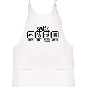 Kuchyňská zástěra Svaťák - Dětská zástěra na vaření - Univerzální velikost ( Bílá )