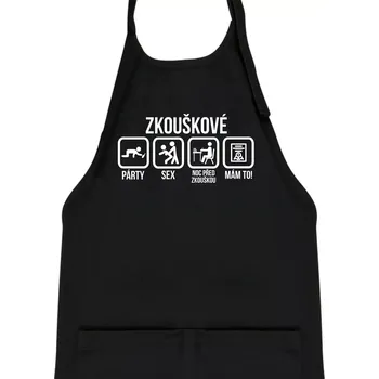 Kuchyňská zástěra Zkouškové - Dětská zástěra na vaření - Univerzální velikost ( Černá )