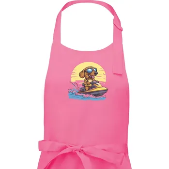 Kuchyňská zástěra Jezevčík na vodním skútru - Pánská zástěra na vaření - Univerzální velikost ( Růžová )