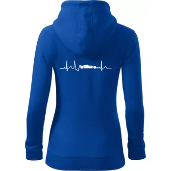 Dámská mikina EKG formule - Dámská mikina trendy zipper s kapucí - 2XL ( Královská modrá )