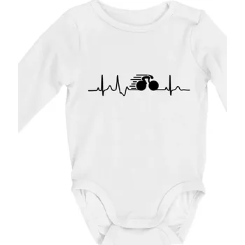 Kojenecký body EKG dráhová cyklistika - Body kojenecké s dlouhým rukávem - Dlouhý r. do 3 měs ( Bílá )