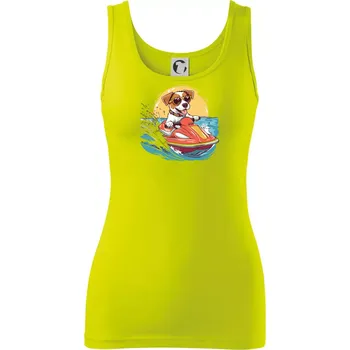 Dámské tričko Jack russell teriér na vodním skútru - Dámské tílko - S ( Limetková )