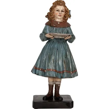 Bytová dekorace Dekorace žena v modrých šatech nesoucí podnos - 15*14*31 cm