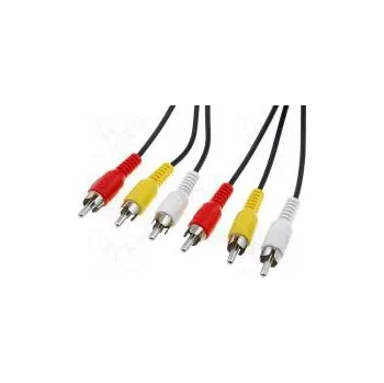 Audio kabel Kabel RCA vidlice x3,z obou stran 10m Povrch niklovaný