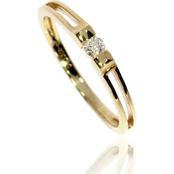 Šperk Zlatnictví Helios Zlatý prsten s diamantem Velikost: 52, Váha: 1,50g