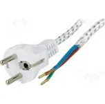 Kabel CEE 7/7 (E/F) vidlice,vodiče textilní 3m bílá 6A 250V