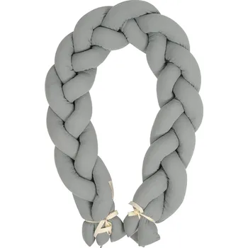 mantinel do postýlky BABYMATEX Chránič do postýlky mušelin pletený cop - šedý 200 cm