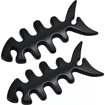 samolepka 2x Samolepka 3D Ryba - kost, barva černá matná - vhodná na auto, motorku, na nábytek, na sešit (Samolepící dekor - nálepka na auto, motorku, na nábytek, na sešit)