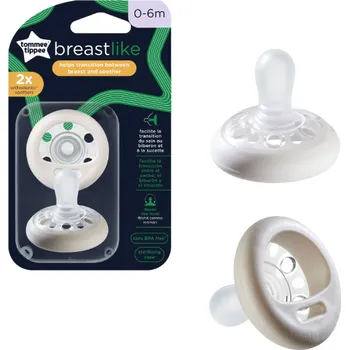 Tommee Tippee Šidítko, breast-like, silikon Natural, 0-6m, 2ks