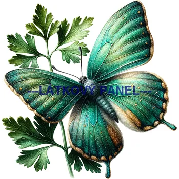 Látkový panel - Motýl na květině - MO-49 Velikost: 20x20cm, Materiál: Teplákovina nepočesaná