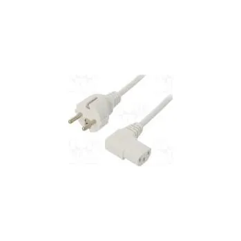 Napájecí kabel Kabel CEE 7/7 (E/F) vidlice,IEC C13 zásuvka 90° PVC 1m bílá