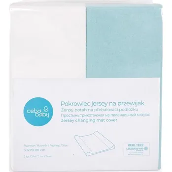 Přebalovací podložka CEBA BABY Potah na přebalovací podložku 50x70-80 cm 2 ks Turquoise+Ecru