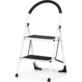 Schůdek 4Home Skládací ocelové schůdky Steps, 2 stupně, bílá + černá